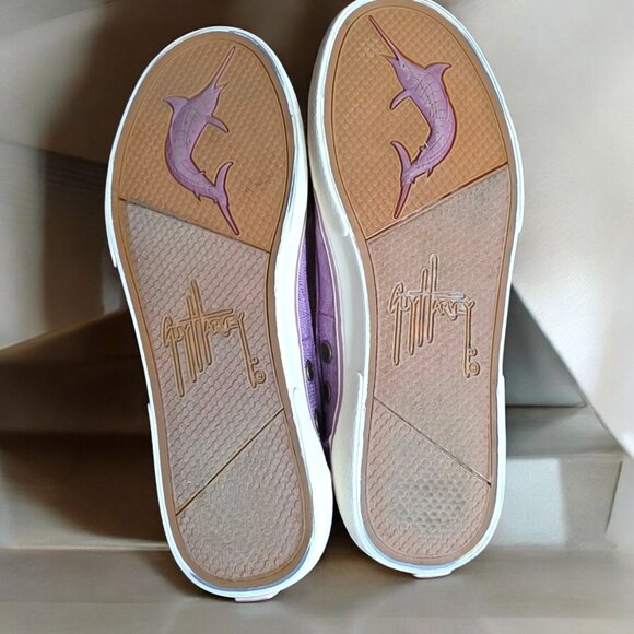 GUY HARVEY ( 8 ) Calzado Gulf Linen Purple Slip Resistant Boat Shoes - Picture 7 of 8